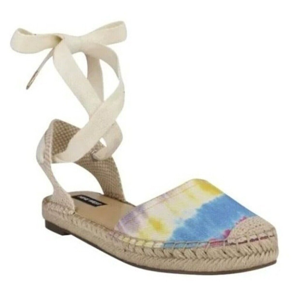 Tie-Ankle Espadrille Flat in Multicolor Tie-Dye